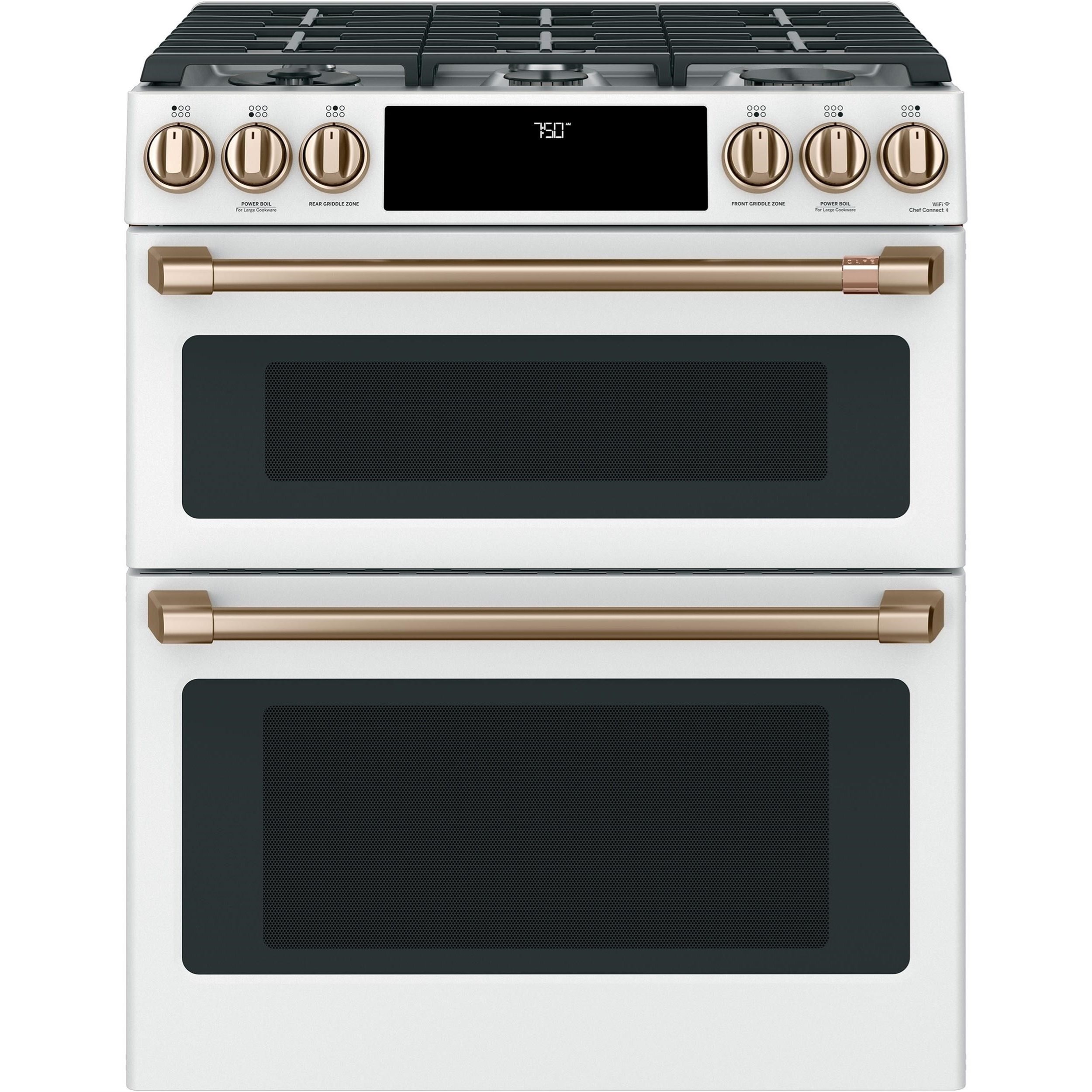 GE Appliances CGS750P4MW2 Cafe´™ 30" Smart SlideIn, FrontControl, Gas DoubleOven Range with